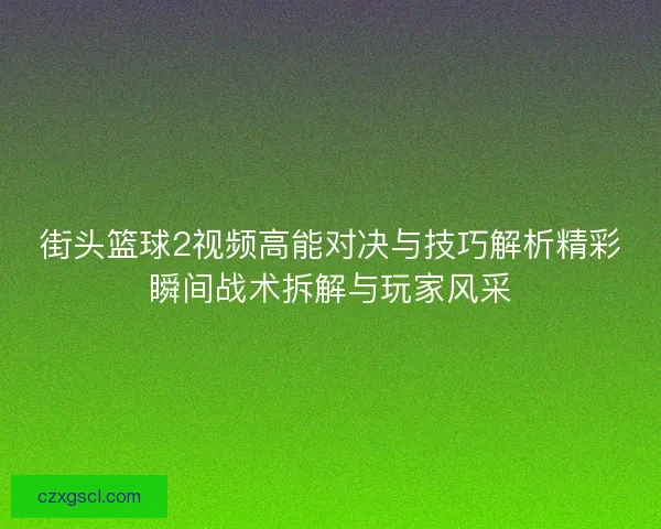 街头篮球2视频高能对决与技巧解析精彩瞬间战术拆解与玩家风采