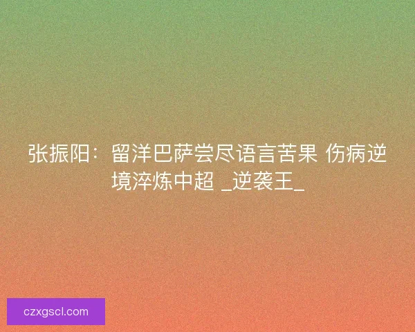 张振阳：留洋巴萨尝尽语言苦果 伤病逆境淬炼中超 _逆袭王_